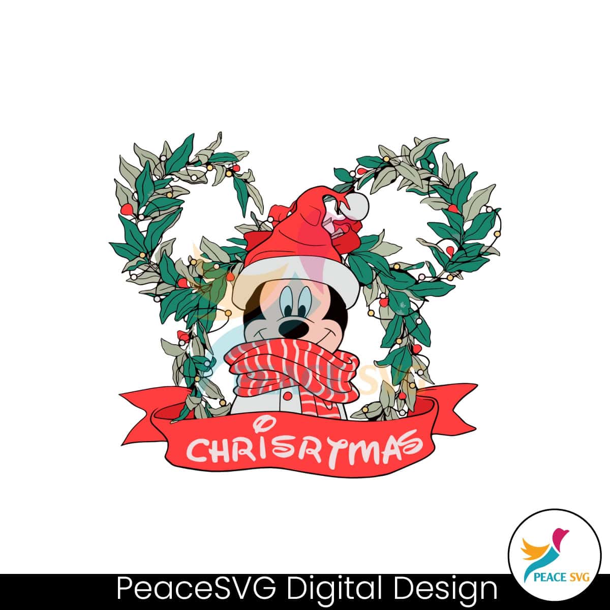 Retro Mickey Christmas Wreath SVG Cutting Digital File » PeaceSVG