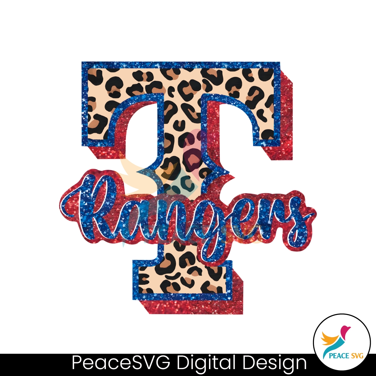 Retro Texas Rangers Faux Sequins Glitter PNG Download