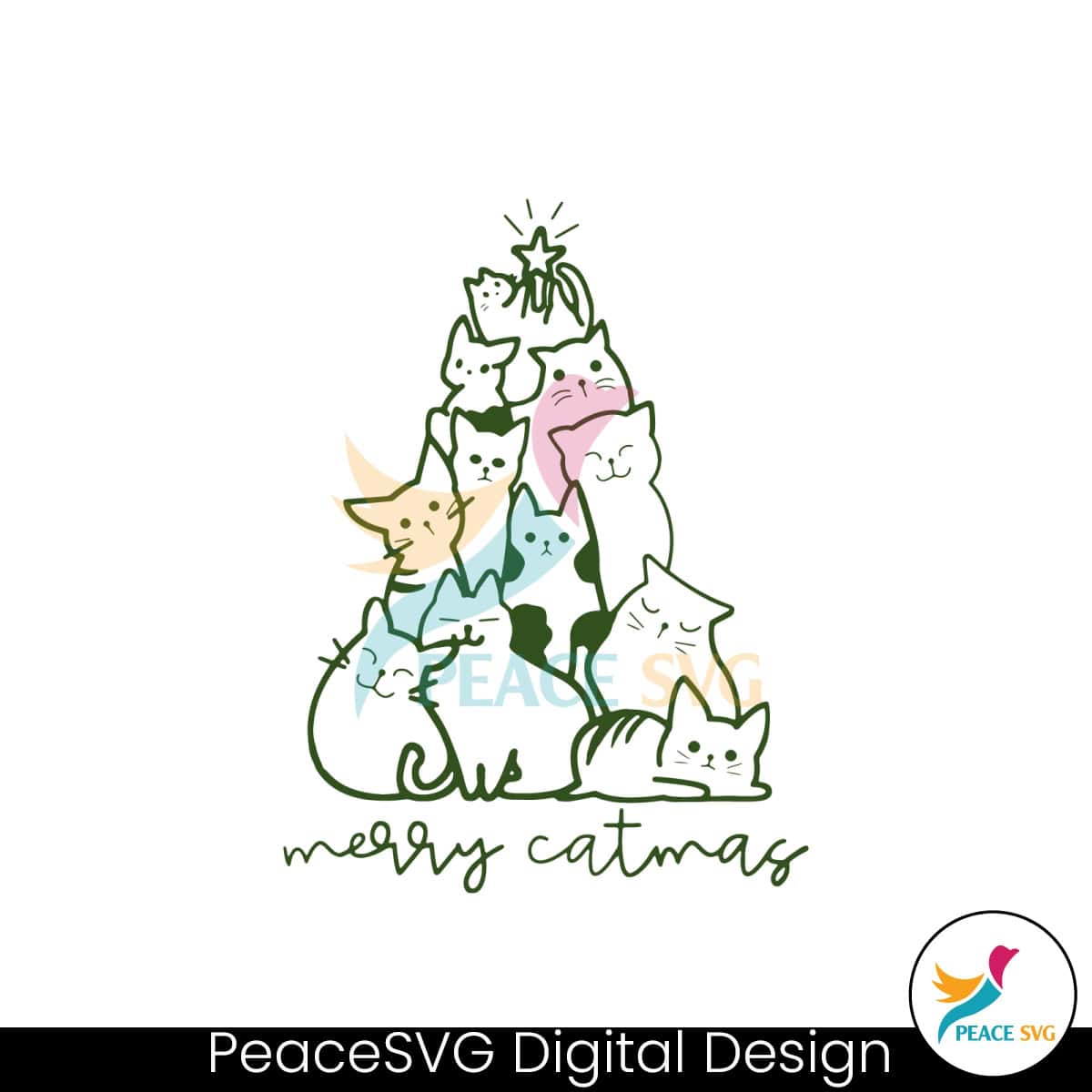 Funny Merry Catmas Cat Christmas SVG Cricut Files » PeaceSVG