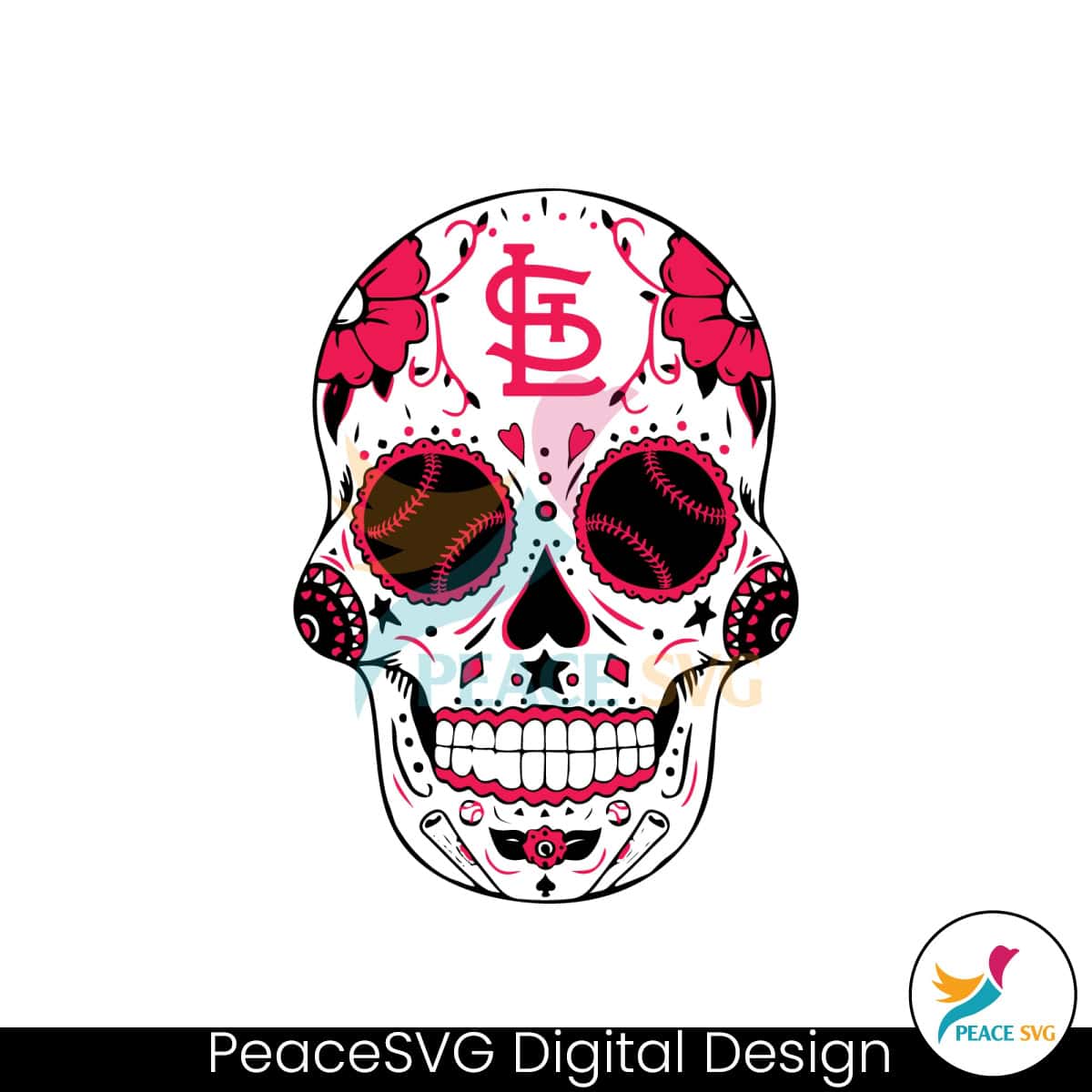 St Louis Cardinals Baseball Sugar Skull Svg Digital Cricut File » PeaceSVG