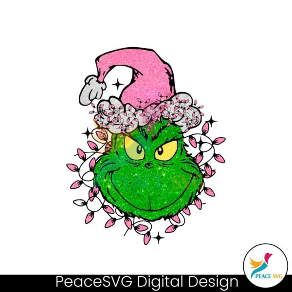 sparkly-glitter-christmas-lights-pink-grinch-png-download