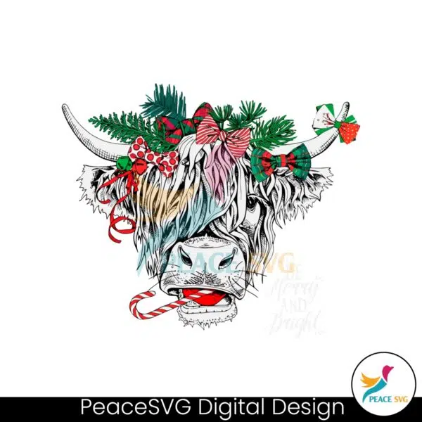 western-christmas-highland-cow-svg-cutting-digital-file