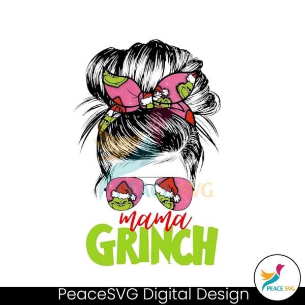 christmas-messy-bun-mama-grinch-svg-file-for-cricut