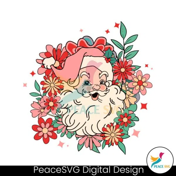 retro-christmas-floral-santa-claus-svg-graphic-design-file