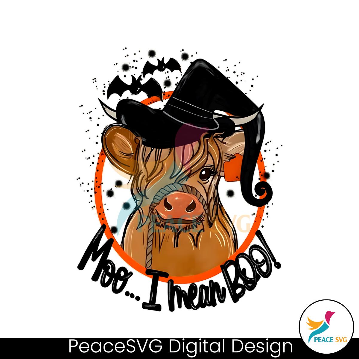 Vintage Moo I Mean Boo Cow Witch PNG Sublimation