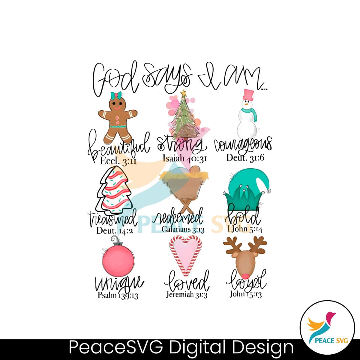 retro-god-says-i-am-christmas-ornament-png-download