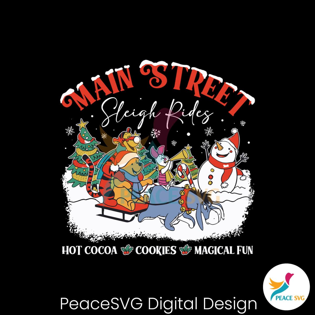 Retro Winnie the Pooh Main Street Sleigh Rides SVG File » PeaceSVG