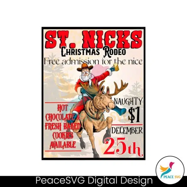 retro-st-nicks-christmas-rodeo-poster-png-download