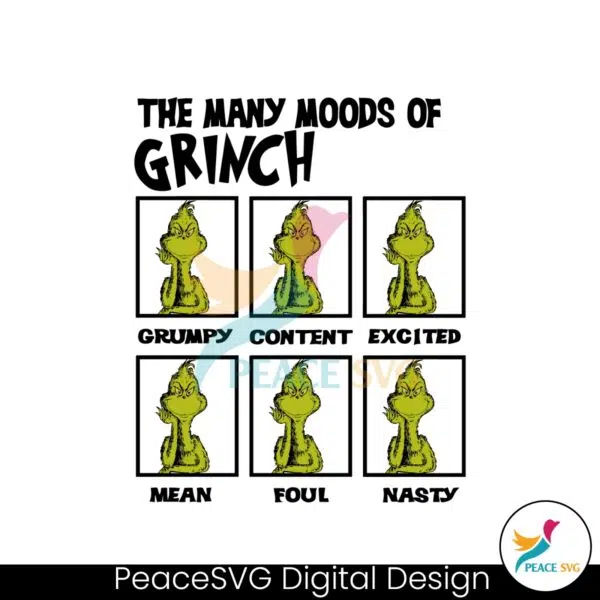 the-many-moods-of-grinch-svg-cutting-digital-file