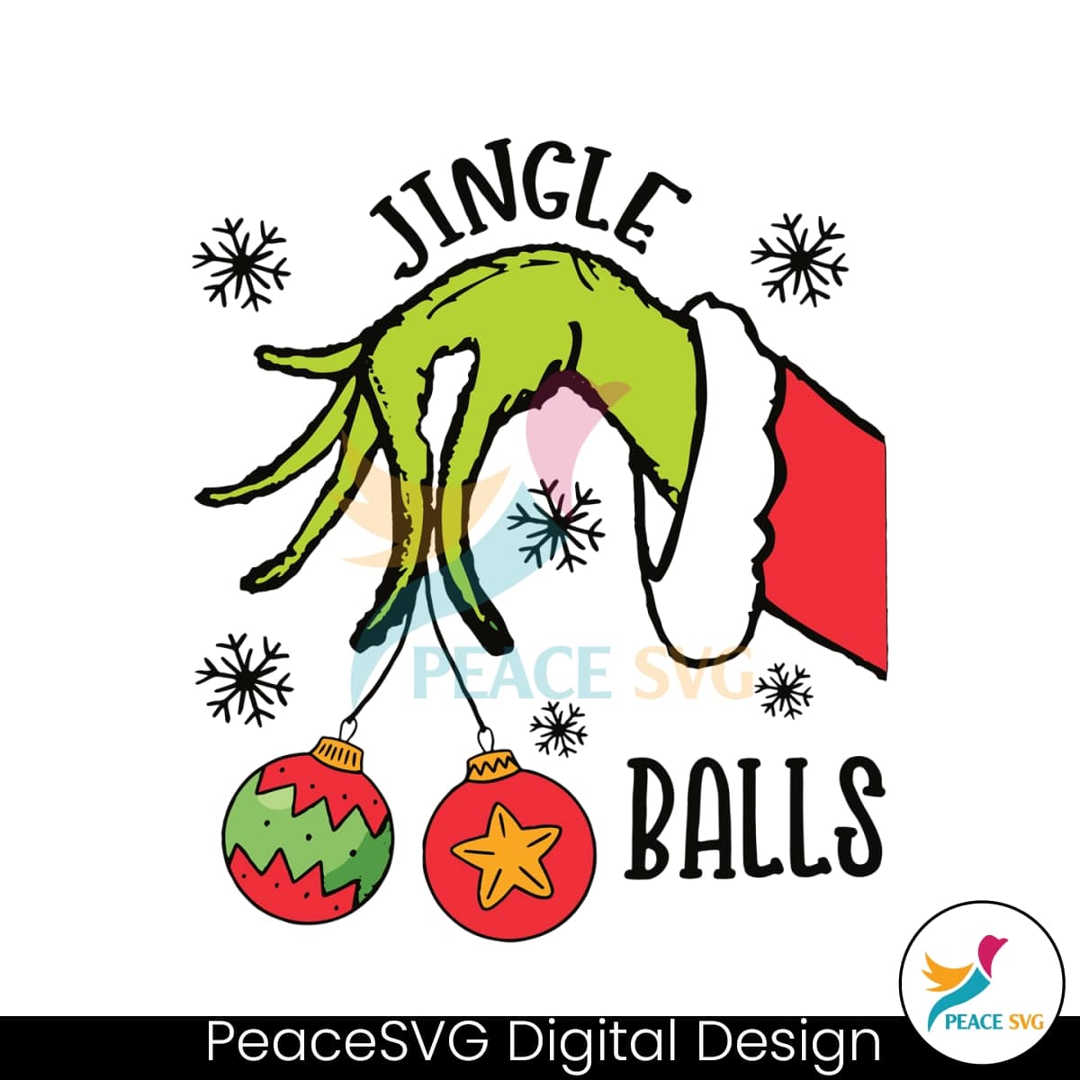 Funny Jingle Balls Grinch Hand SVG Cutting Digital File » PeaceSVG