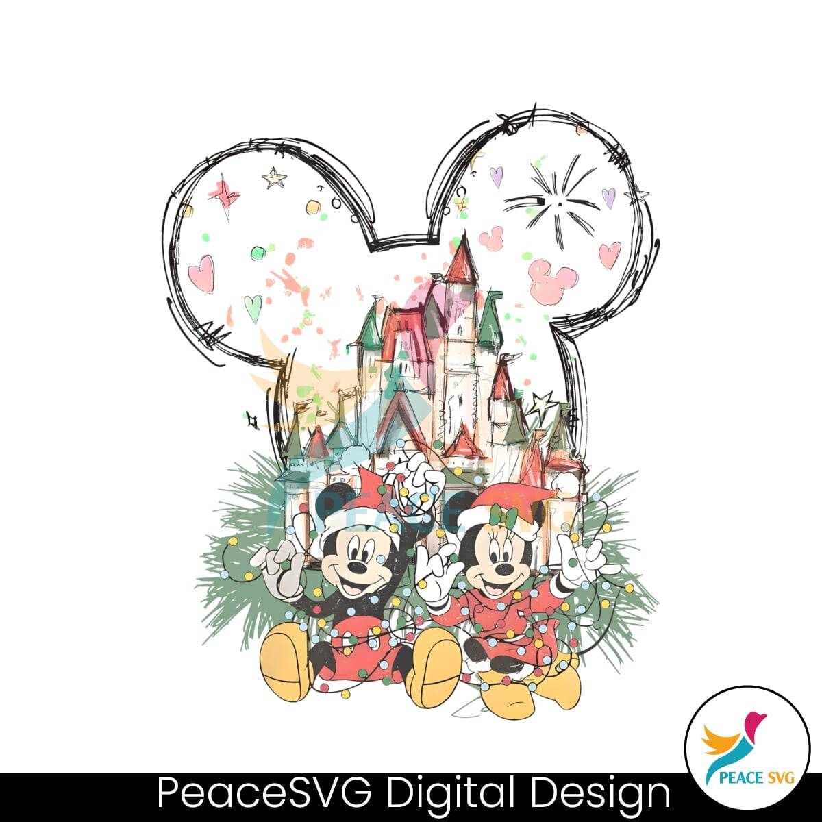 Christmas Mickey Minnie Castle PNG Sublimation Download » PeaceSVG