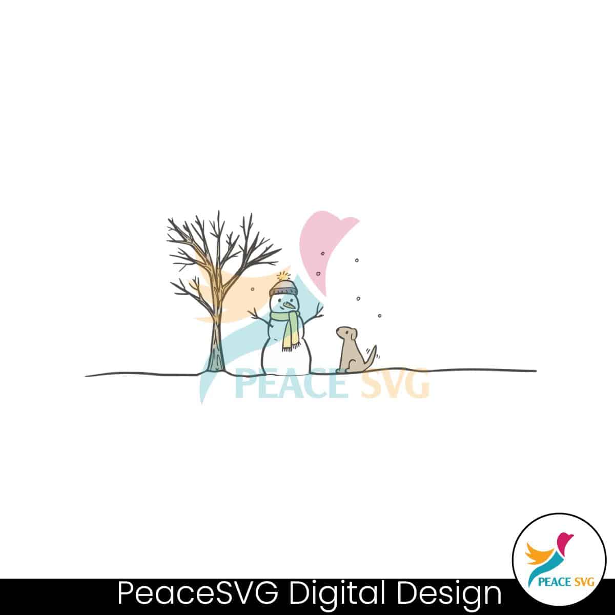 vintage-christmas-snowman-and-dog-svg-digital-file