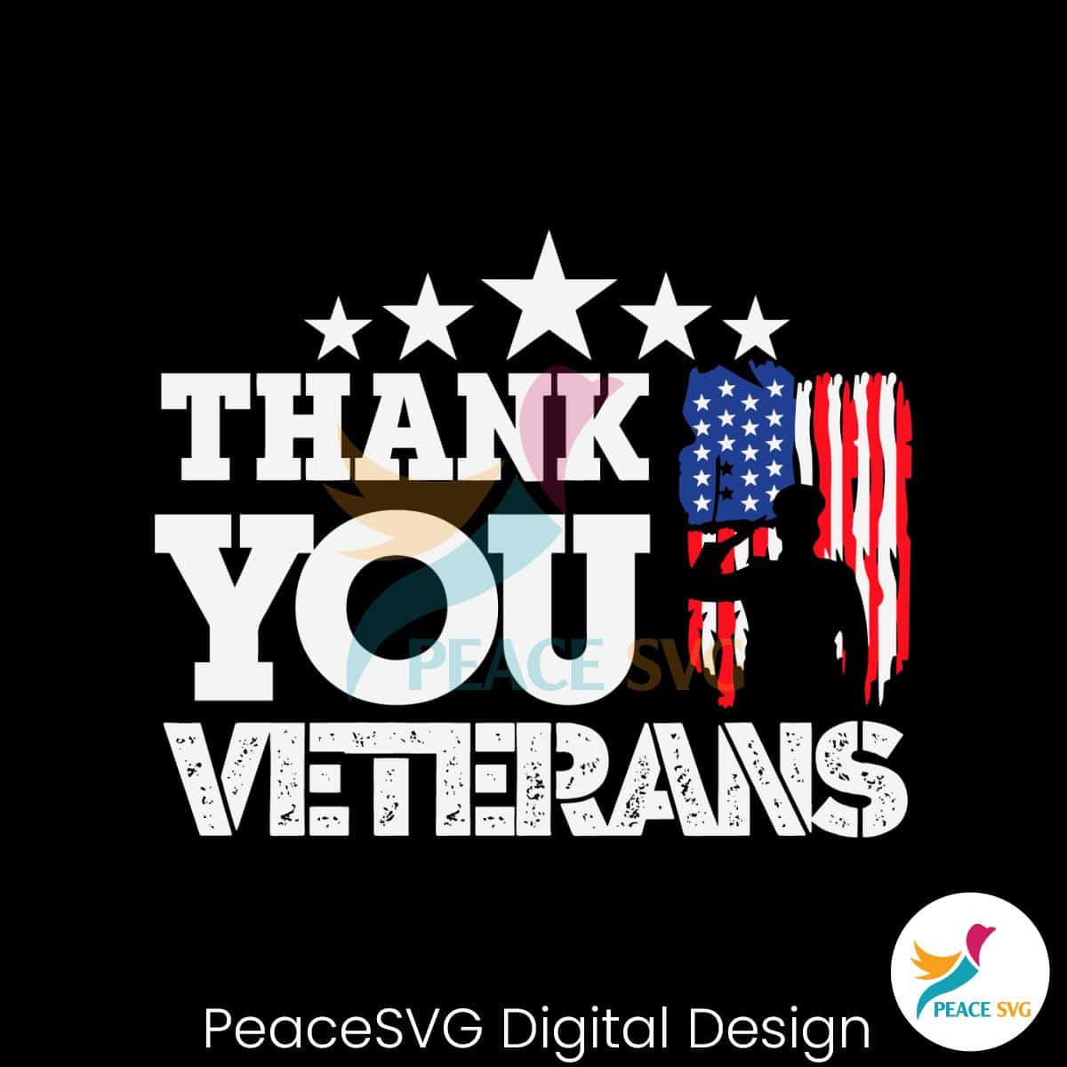 Thank You Veterans American Flag SVG Digital Cricut File » PeaceSVG