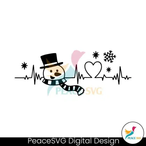 retro-christmas-heartbeat-snowman-svg-digital-cricut-file