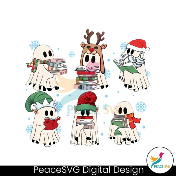 retro-ghost-reading-books-christmas-png-sublimation
