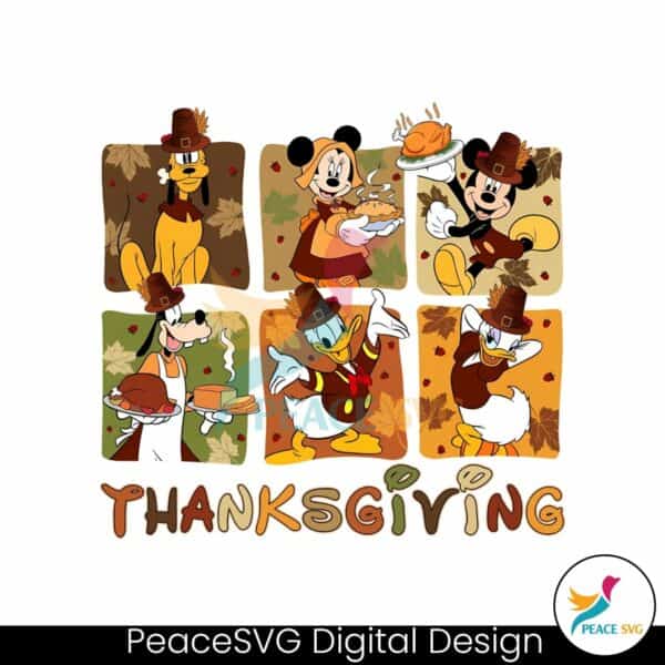 retro-disney-friends-thanksgiving-party-png-sublimation