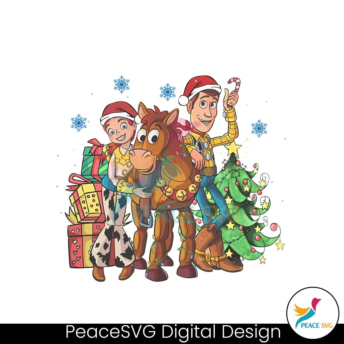 Pixar Toy Story Christmas Jessie Woody PNG Sublimation » PeaceSVG