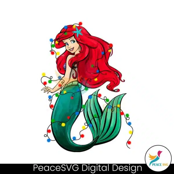 disney-princess-ariel-christmas-lights-png-sublimation