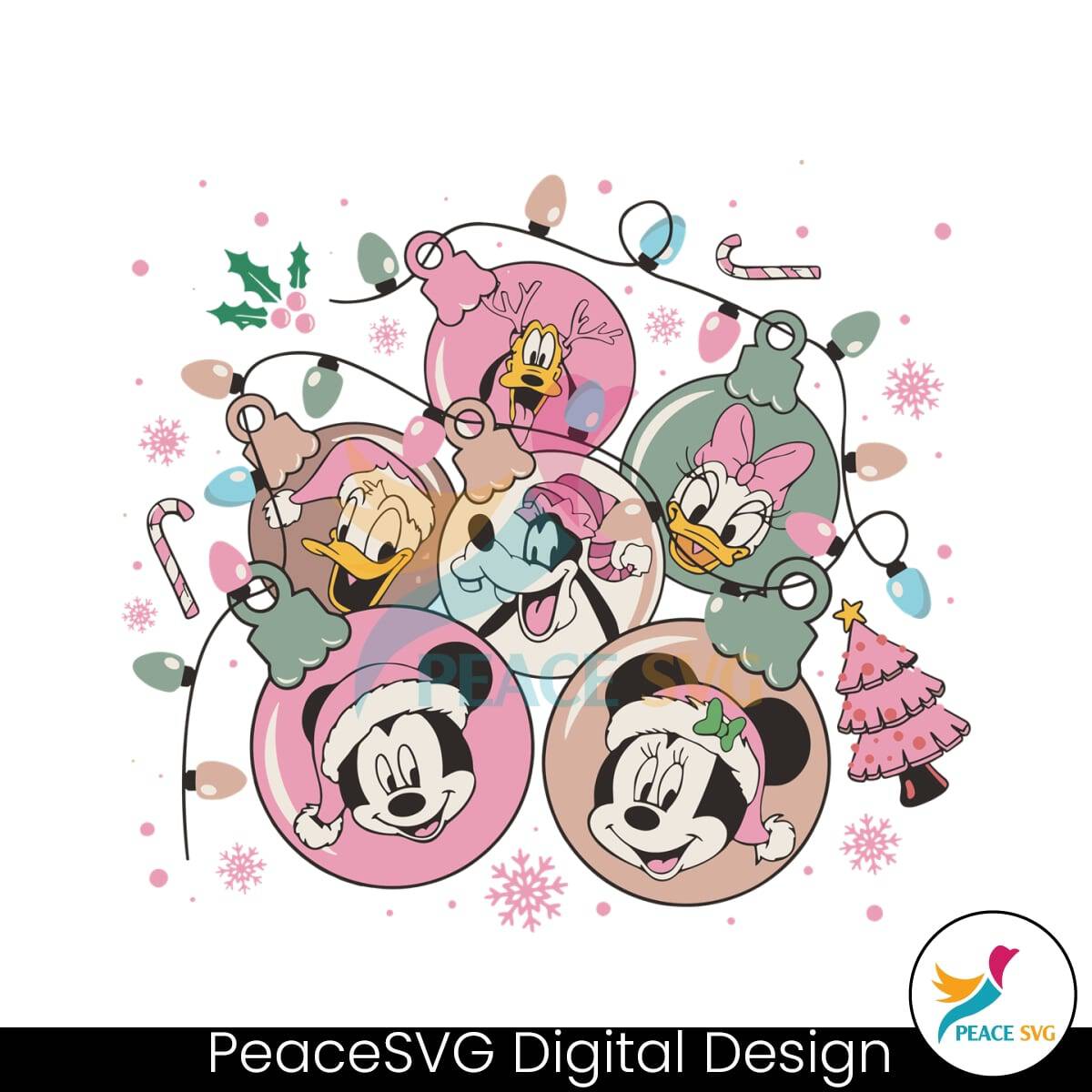 Pink Mickey And Friends Christmas SVG » PeaceSVG