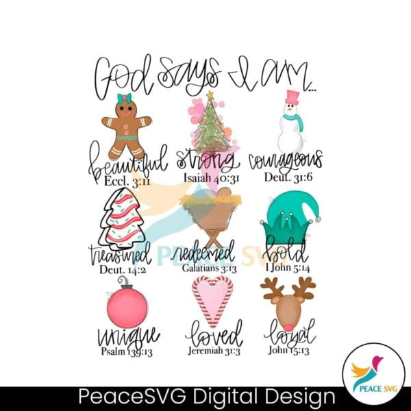 retro-god-says-i-am-christmas-ornament-png-download