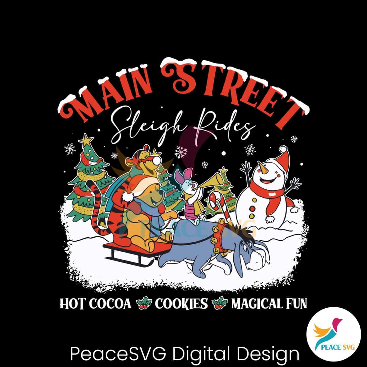 Retro Winnie the Pooh Main Street Sleigh Rides SVG File » PeaceSVG