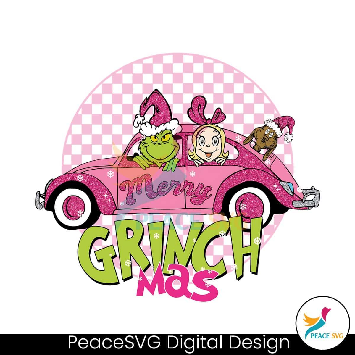 Retro Pink Merry Grinchmas PNG