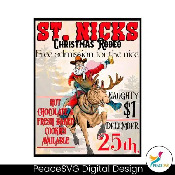 retro-st-nicks-christmas-rodeo-poster-png-download