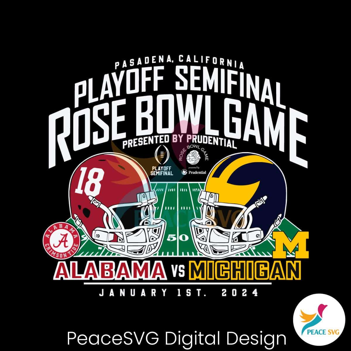 Michigan Vs Alabama Playoff 2024 Rose Bowl Game Svg » PeaceSVG