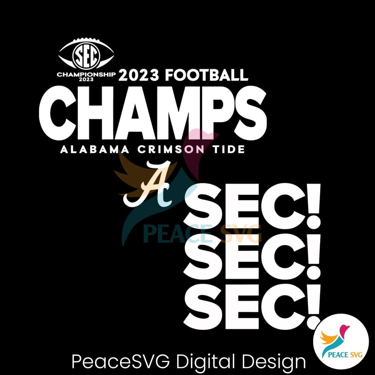 Alabama Crimson Tide 2023 SEC Football Conference Champions Svg