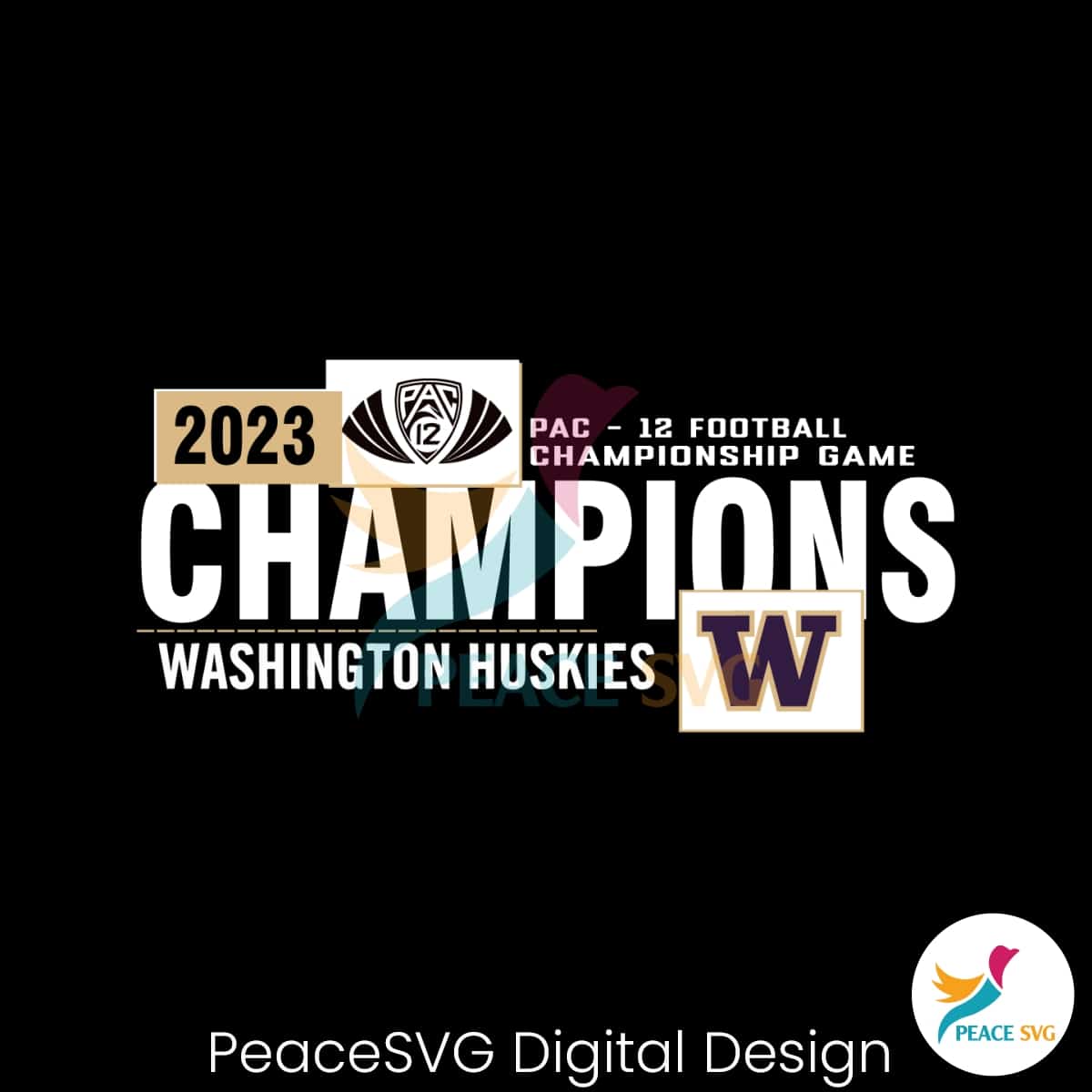 Washington Huskies 2023 Pac 12 Champions Svg
