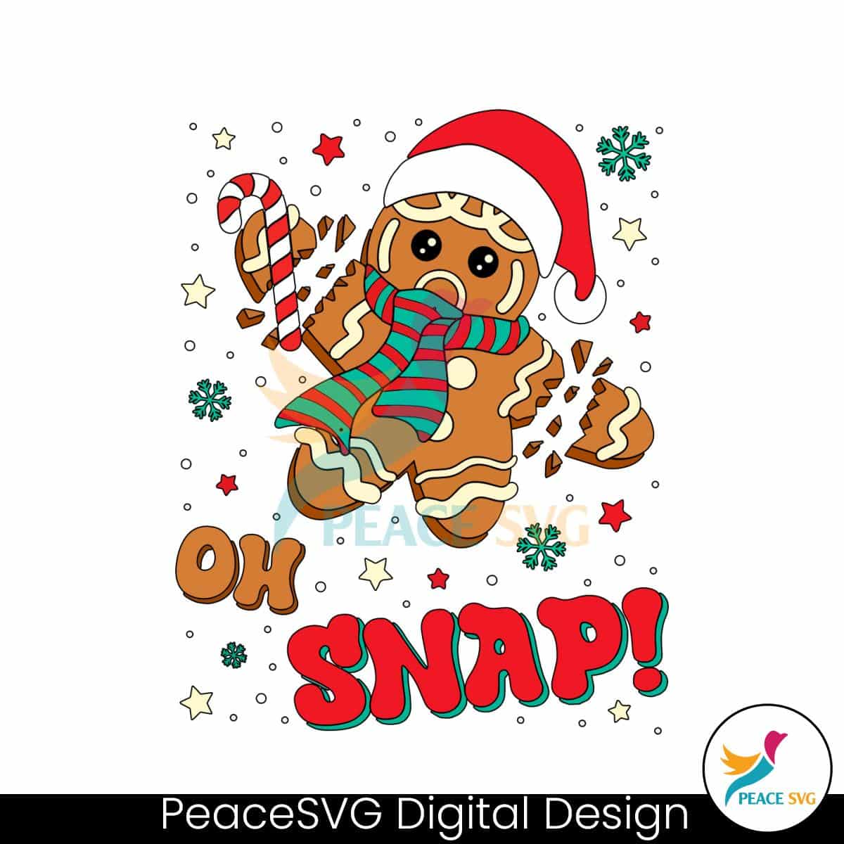 Cute Gingerbread Christmas Oh Snap SVG Graphic File » PeaceSVG