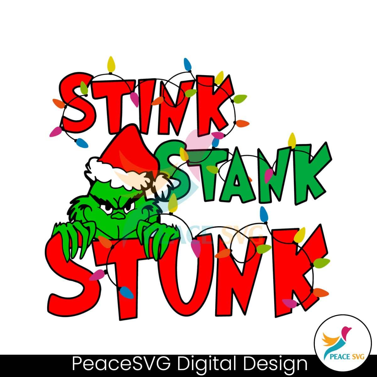 Stink Stank Stunk Grinch Xmas Lights SVG » PeaceSVG