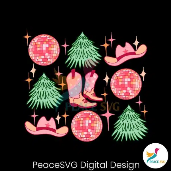 retro-western-christmas-disco-ball-svg