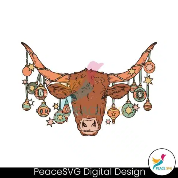 western-christmas-bull-skull-svg