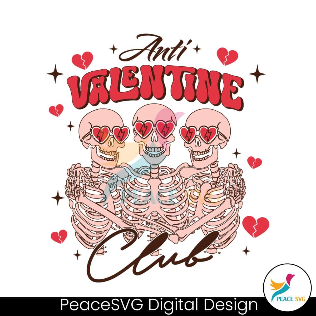 Funny Anti Valentine Club Skeleton SVG