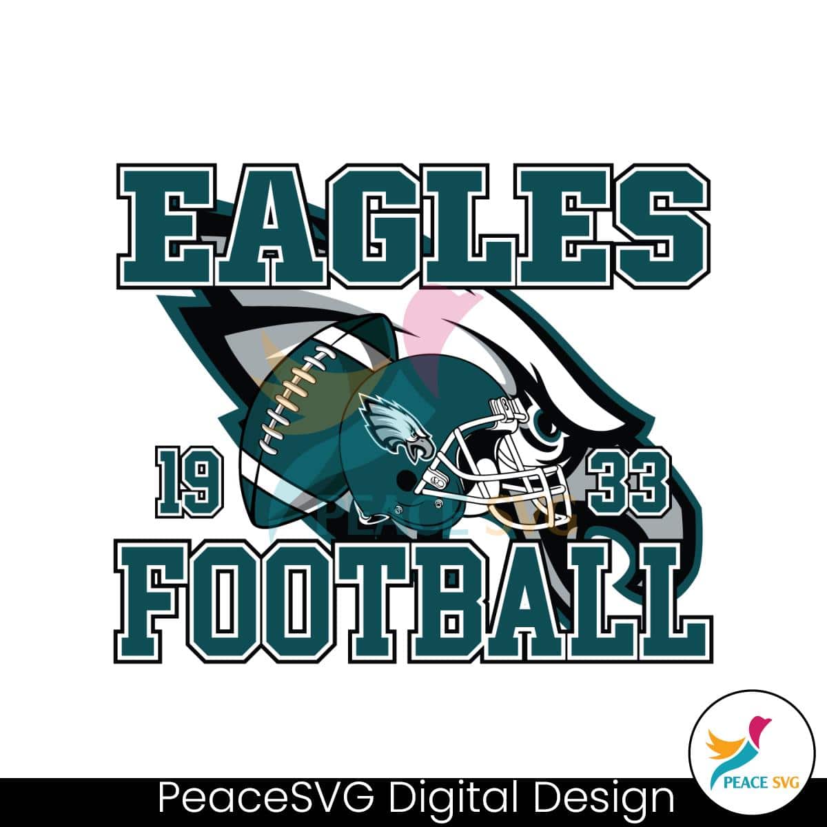Vintage Eagles Football Helmet SVG Digital Download