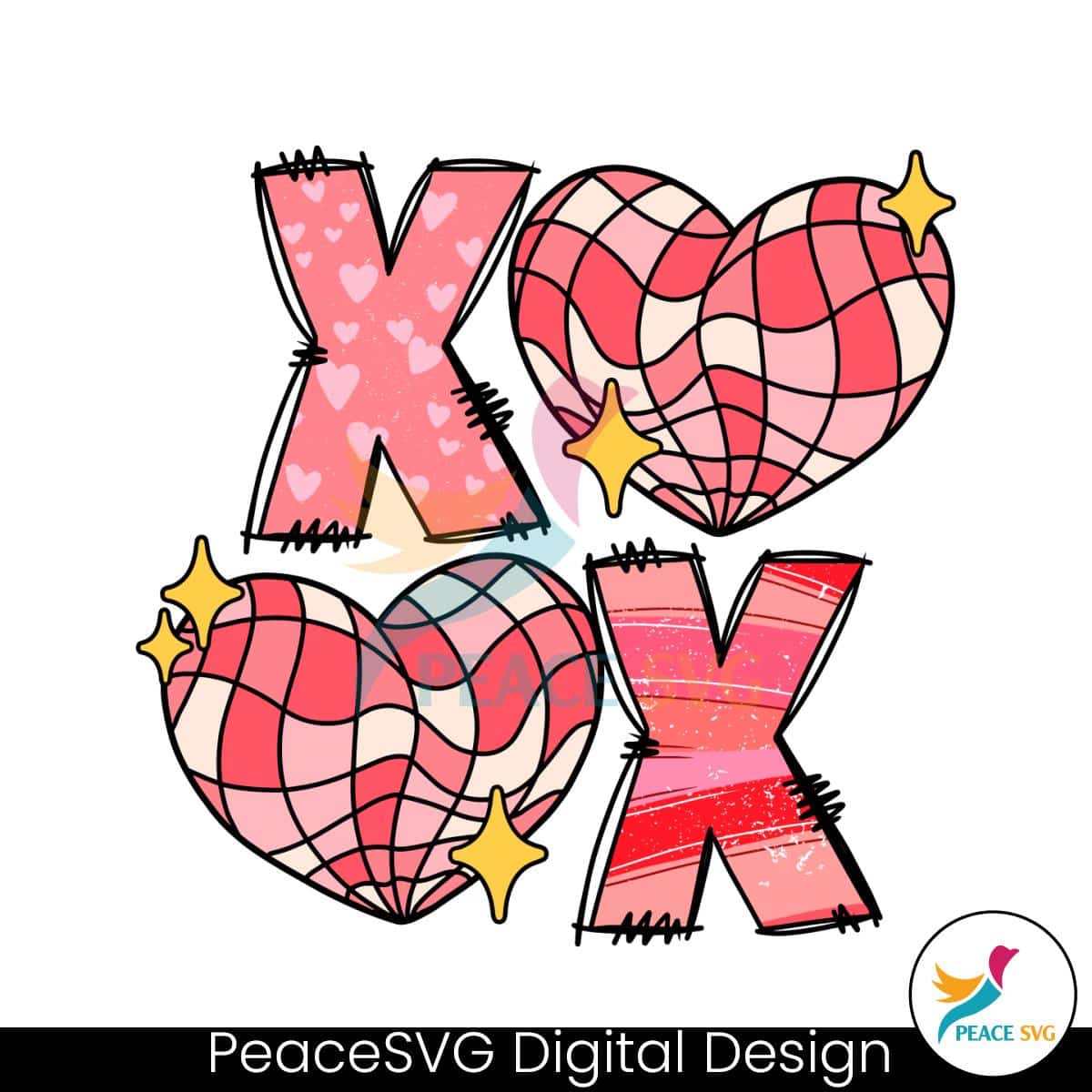 XOXO Pink Heart Valentine SVG » PeaceSVG