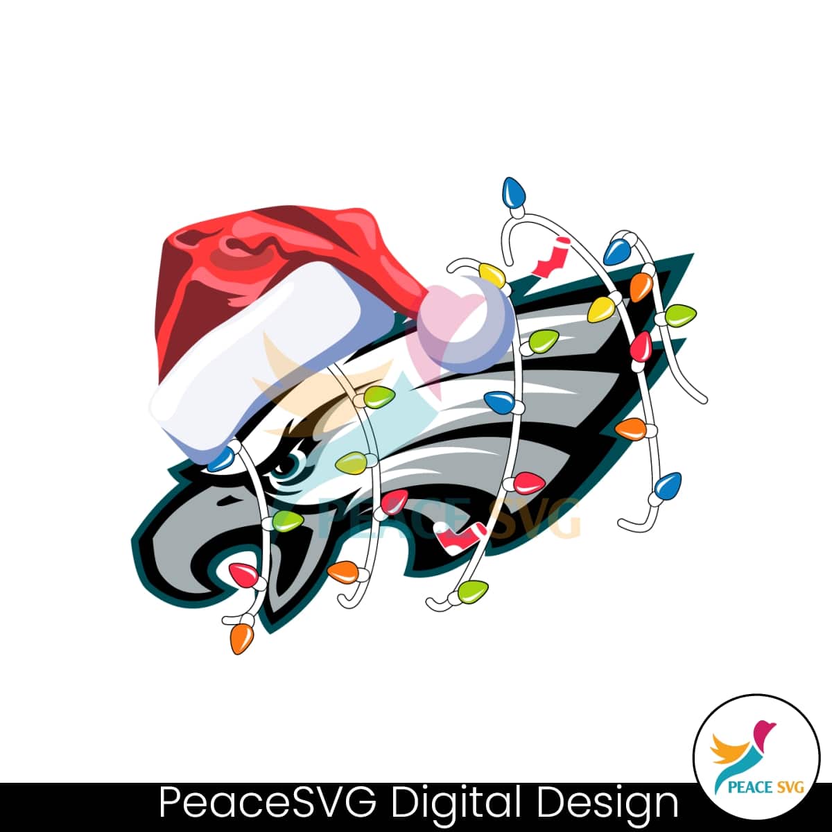 Eagles With Santa Hat And Christmas Light Svg