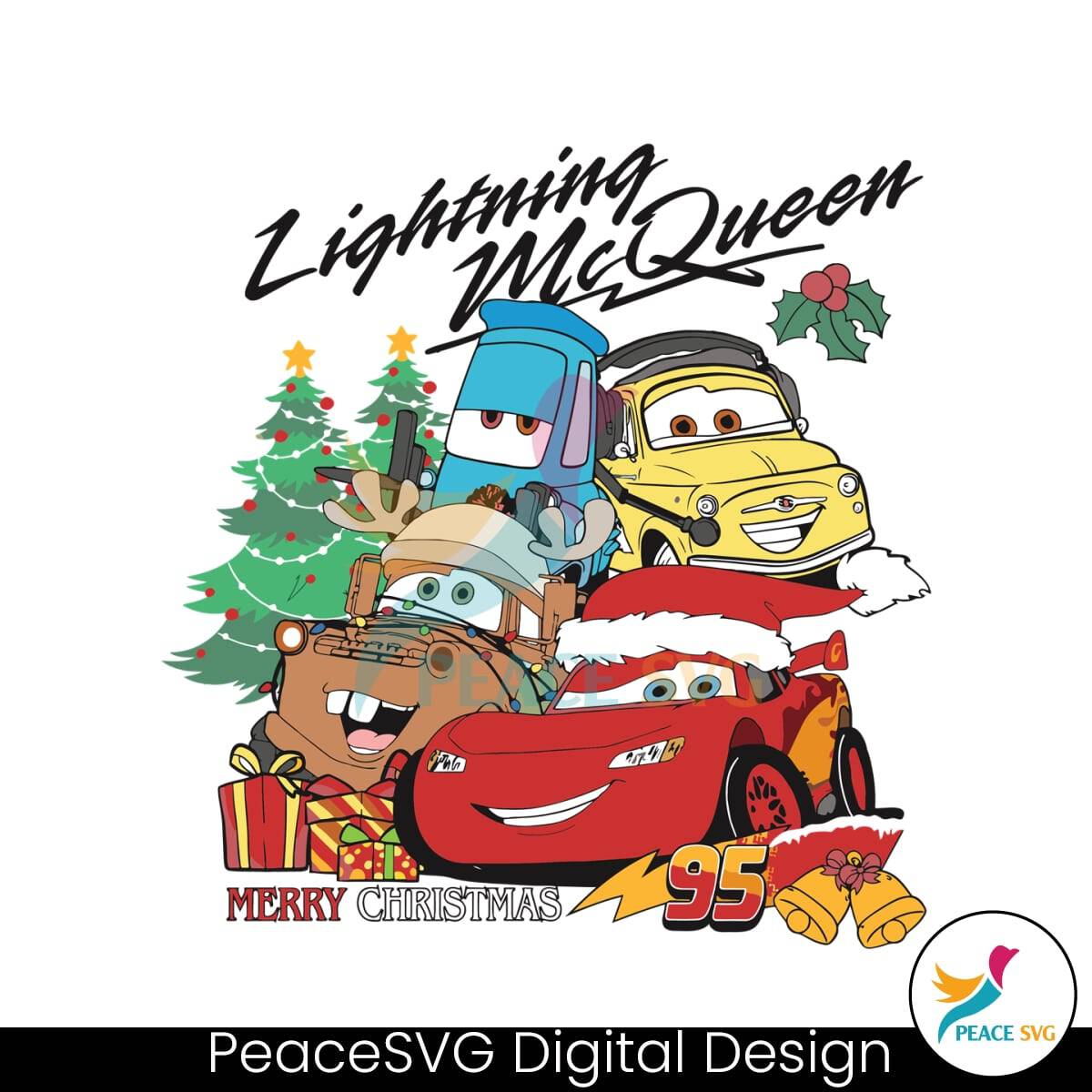 Lightning McQueen Merry Christmas SVG Clipart 187 PeaceSVG