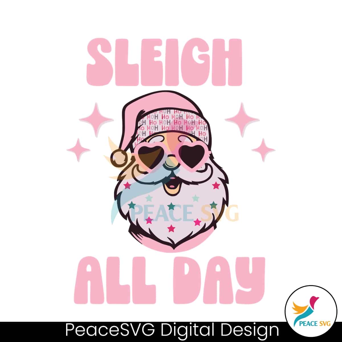 Pink Santa Sleigh All Day SVG » PeaceSVG