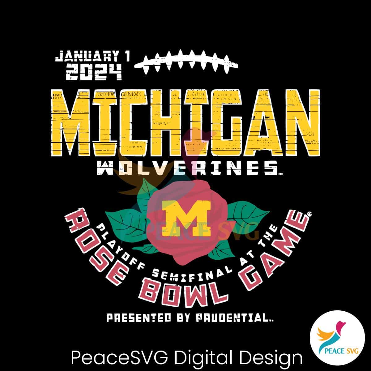 Retro Michigan Wolverines 2024 Playoff Rose Bowl Game Svg » PeaceSVG