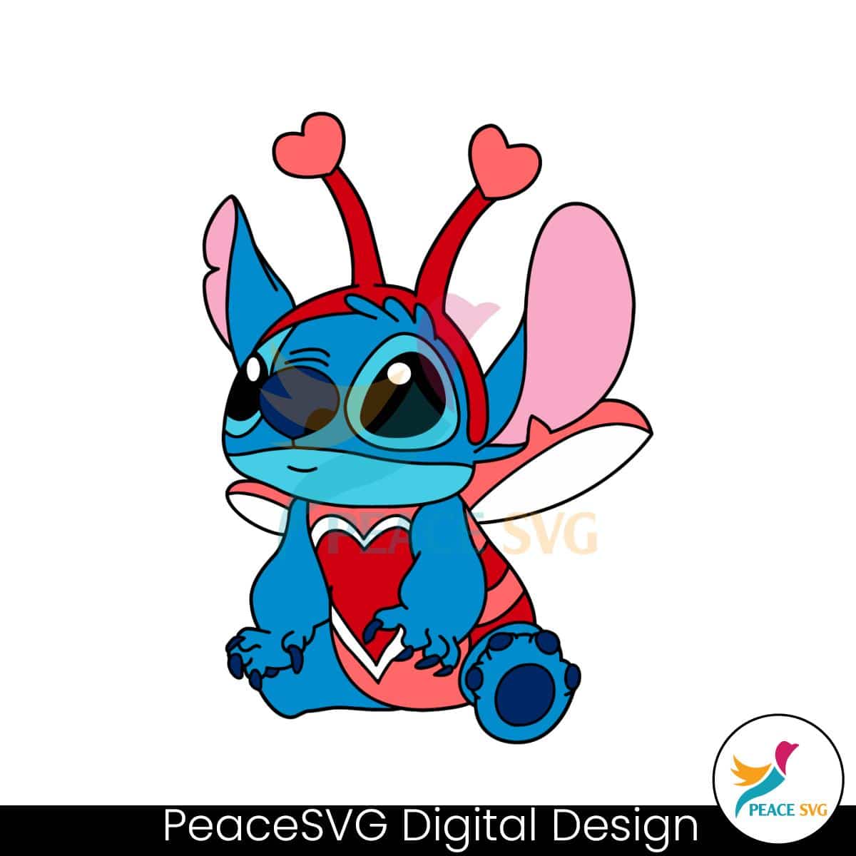 Cute Valentine Disney Stitch Heart SVG