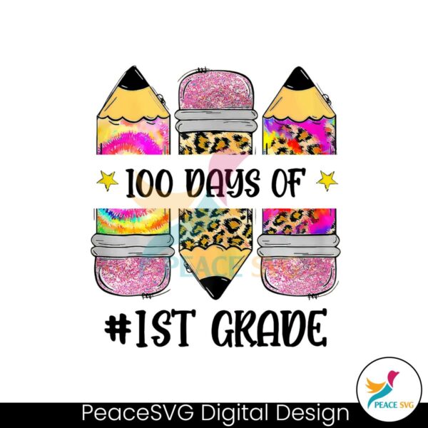 retro-100-days-of-1st-grade-pencil-png