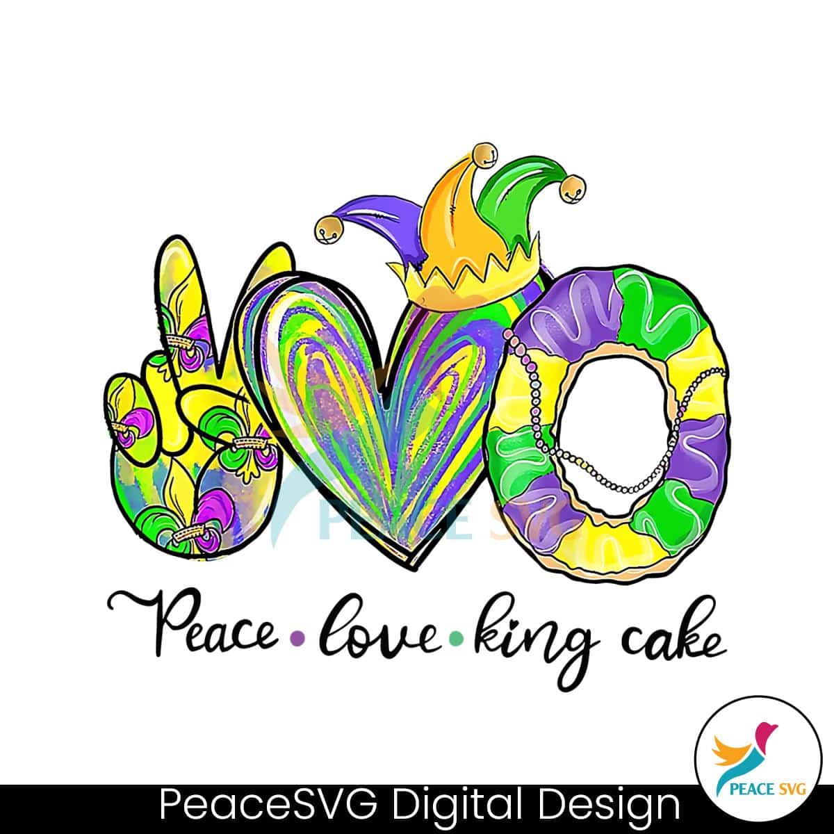 peace-love-king-cake-mardi-gras-png