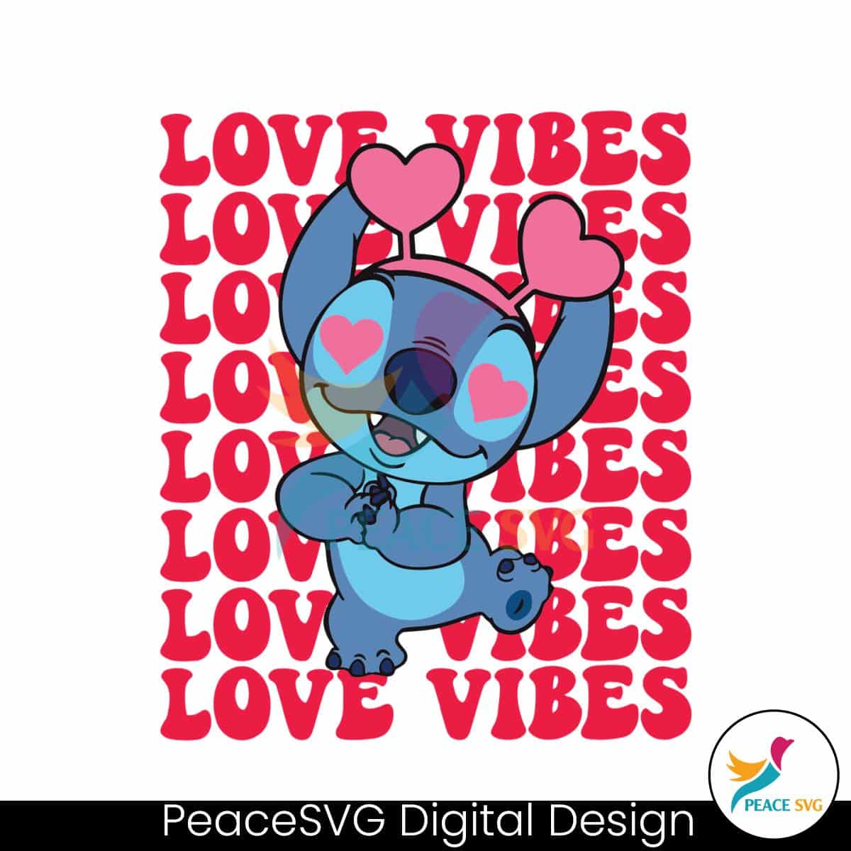 Love Vibes Groovy Stitch Valentine Svg Files For Cricut Peacesvg 3435