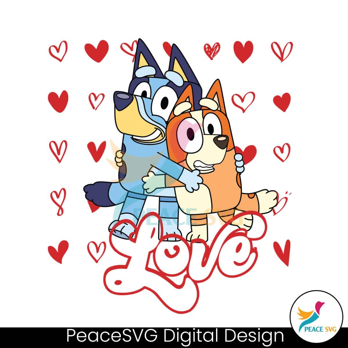 Love Bluey And Bingo Valentine SVG » PeaceSVG