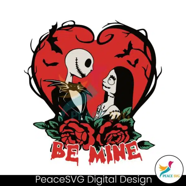 jack-and-sally-be-mine-floral-heart-svg