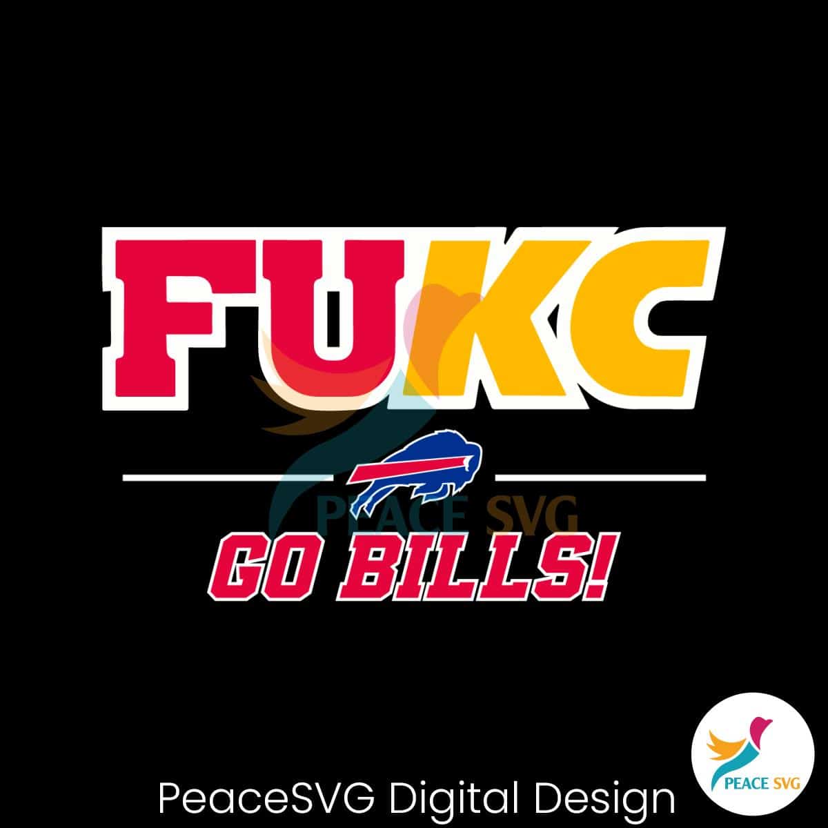 Retro Go Bills FUKC Logo Football SVG