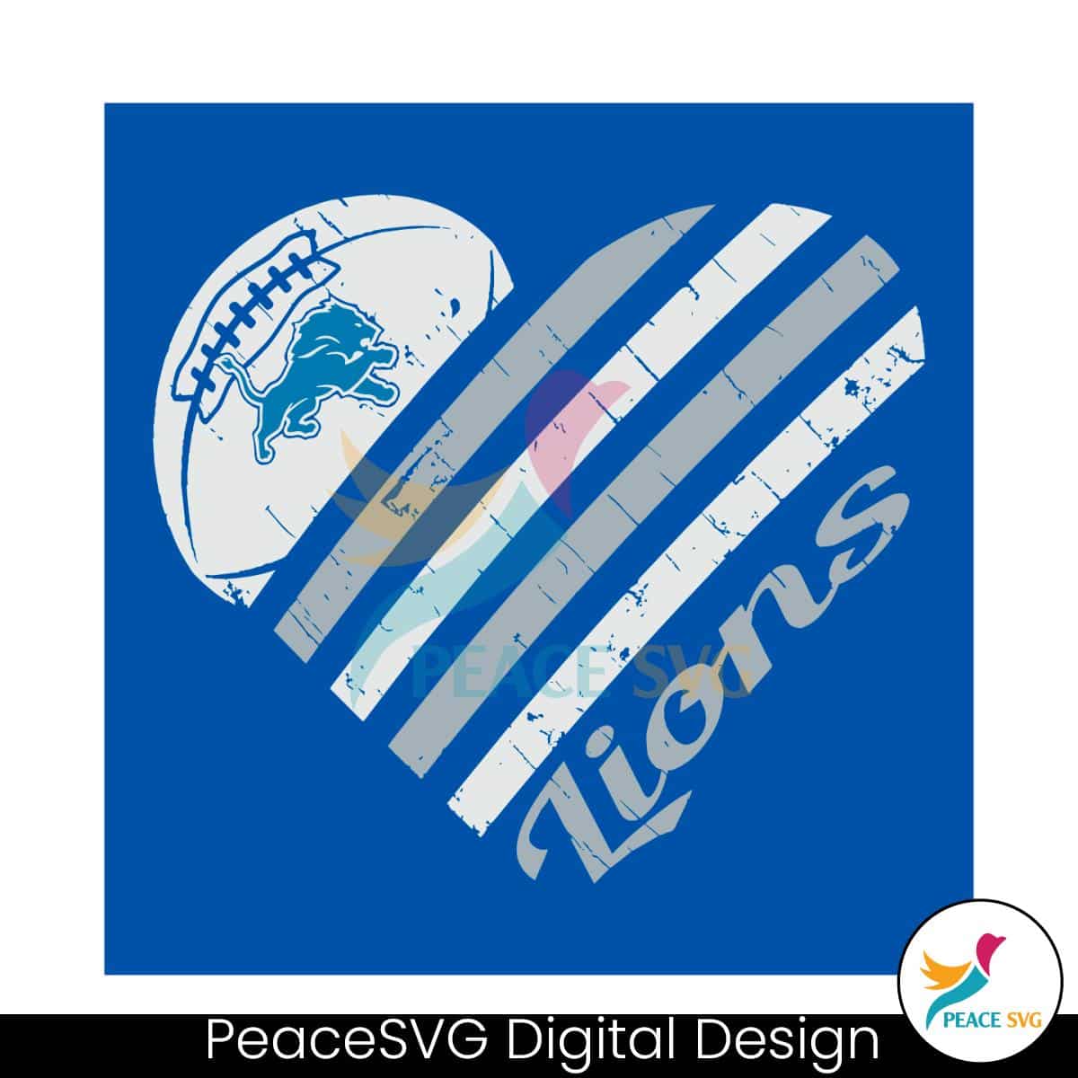 Detroit Lions Heart Logo Football SVG