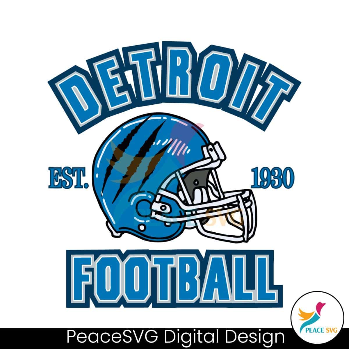Detroit Football Scratch Helmet SVG